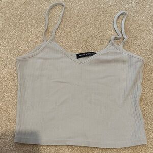 Brandy Melville Light Beige Ribbed V-Neck Crop Cami